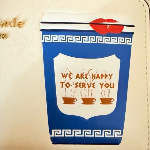 Kate Spade New York Coffee Break Large Slim Bifold Wallet in Cream Multi leather - Picture 5 of 6